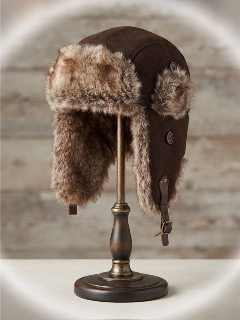 Unisex Tommy Hilfiger Brown Wool Trapper Aviator Hat